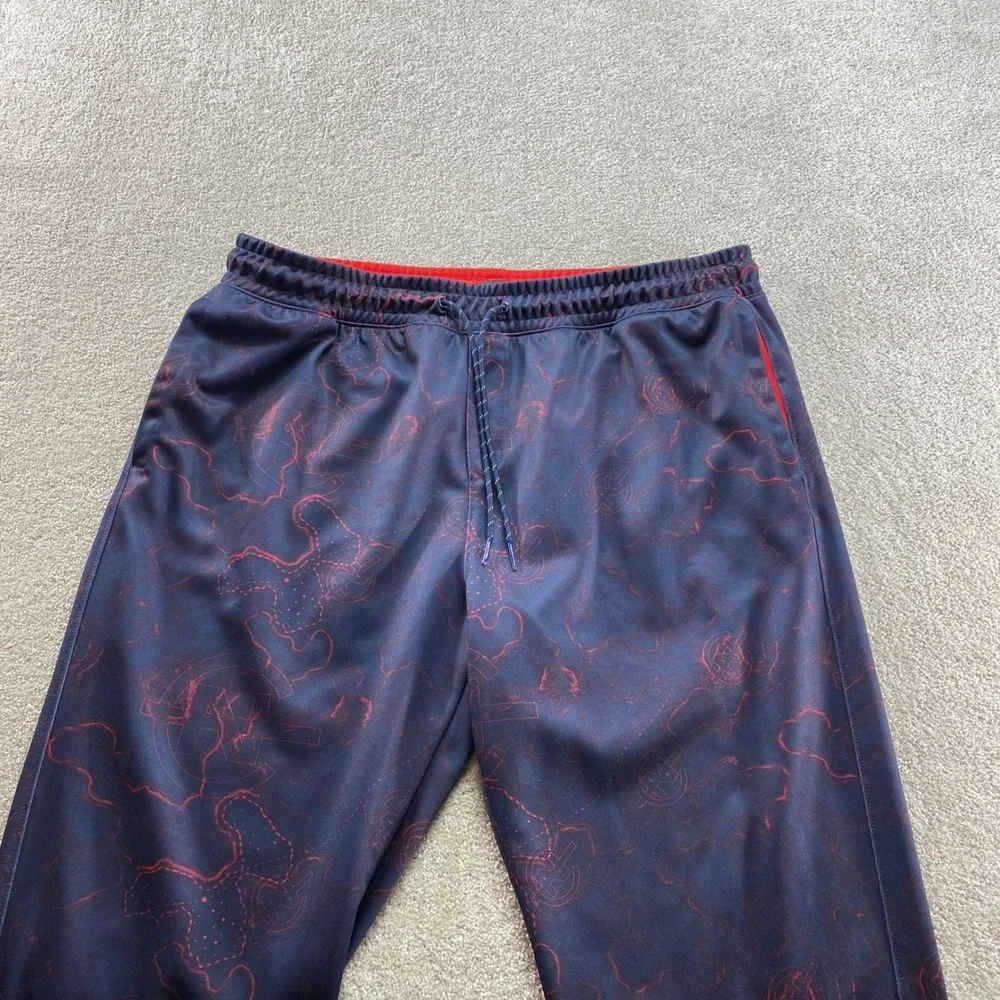 Nautica Competition Track‎ Pants Mens 3XL Navy Blue Red Topographic Print